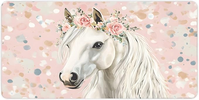 XXL Gaming Mouse Pad Animal Horse Flower XXL Gaming Mouse Pad Large Desk Mat Protector for Desktop Anti-Slip Rubber Extended Computer Keyboard Mat Writing Pad for Work Office 15.7 * 35.4 inB-1775