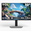 TCL 32 G64 Series QHD HDR QD-Mini LED 2560x1440 180Hz 1ms GTG AMD FreeSync Built-in Stereo Speakers Adjustable Stand Gaming Monitor Black &amp Gray 32G64 (Renewed)