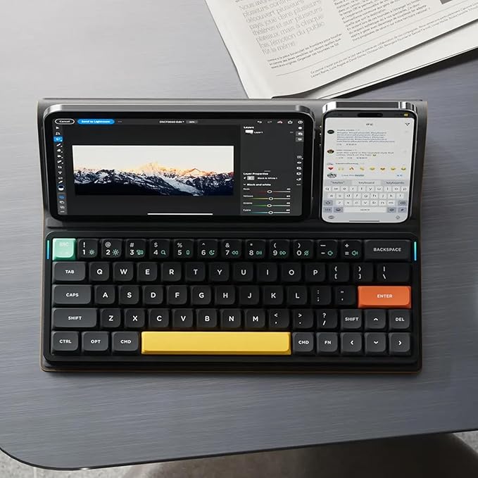 nuphy Air60 V2 Portable Wireless Keyboard 60% Low Profile Mechanical Keyboard Support QMK/VIA Compatible with Windows/mac OS/Linux Supports Bluetooth 5.1/2.4GHz/Wired USB-C Black - Gateron Aloe Switch