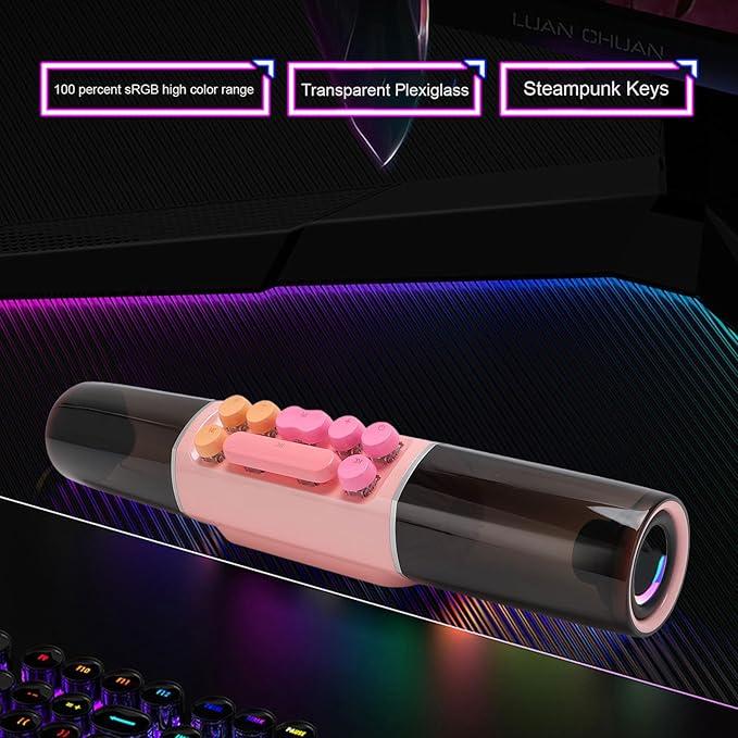Zopsc Soundbar RGB PC Gaming Speakers HiFi Stereo Sound Computer Speakers 5.0 Soundbar with FM Radio 8 Mechanical Keys for Laptop Projector Phone (#2)