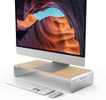 j5create Wooden Monitor Stand with USB Type C/HDMI Docking Station - USB 3.1 C to C Cable Included - Handmade Wood Panel with Aluminum Riser for Computer Screens Laptops TV