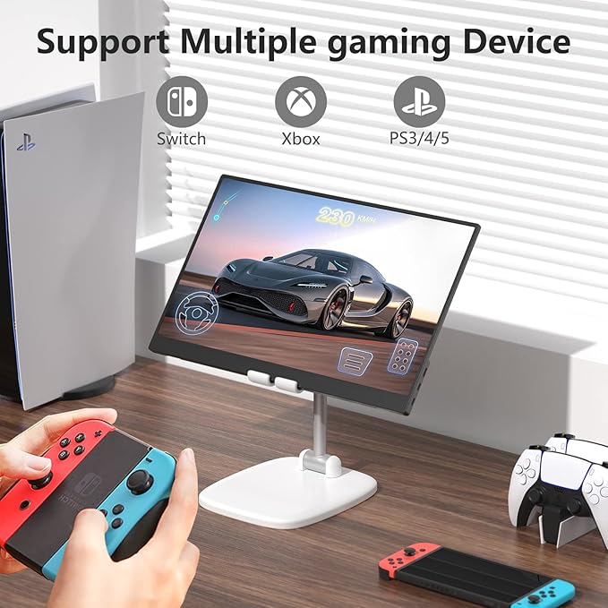 17.3 Portable Monitor 1080P FHD 144Hz Narrow Edge Laptop Monitor USB C HDMI Gaming Computer IPS HDR Screen Travel Monitor for PC Mac Phone Xbox PS5 Switch Laptop w/Smart Cover &amp Speakers