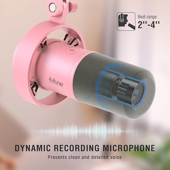FIFINE Dynamic Microphone RGB Mic Arm &amp XLR Cable Set Studio Podcast Mic with Mute Adjustable Desk Mic Stand with 3/8-5/8 Adapter 5.9ft XLR Cable and for Streaming Recording-（K688P+BM38P+L9