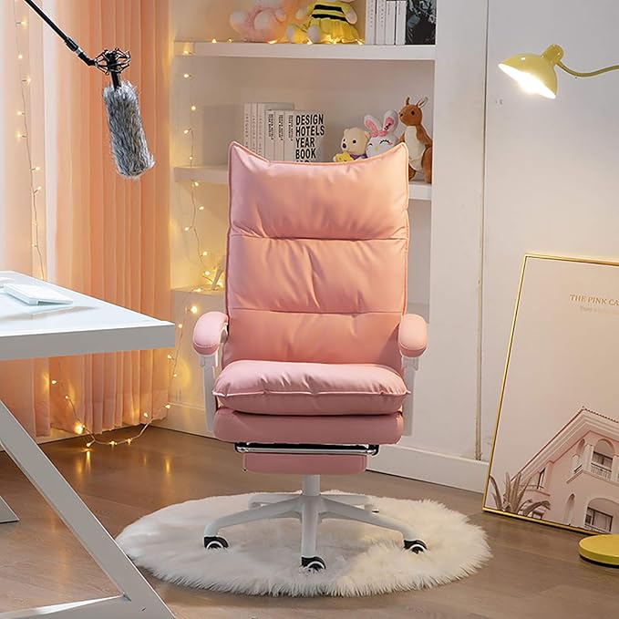 Office Chair Gaming Chair Computer Chair Ergonomic Computer Chair PU Leather Office ChairHigh Back Gaming Chair Height Adjustable Swivel Chair Tilt Recliner ChairModern Girls Desk Chair fo