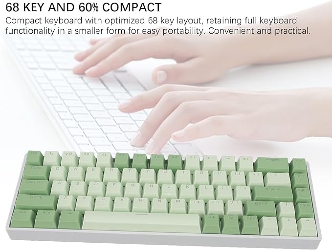 Yoidesu Mechanical Keyboard USB C Wired Gaming Keyboard RGB Backlit 68 Keys Blue Switch Computer Keyboard for Wins 2000 ME for Vista
