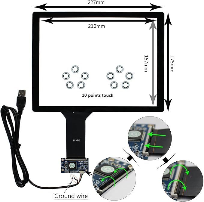 for 10.4 4:3 1024x768 VS104T-004A800x600 VS104T-001A LCD Screen10.4 inch Capacitive Touch Sensor PanelSupport 10 Points Multi-Touch