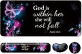 Keyboard Wrist Rest + Mouse Pad with Wrist Support + Desk Mat + Coaster 4 in 1 SetDesk Matt for DesktopCute Large Gaming Ergonomic Mousepad for Computer Laptop Office Home Decor-Purple Butterfly