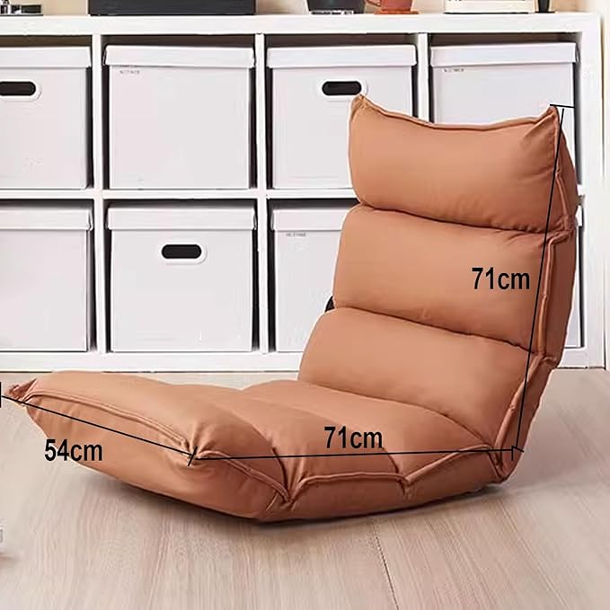 Single Sofa Chair Modern Floor Seat 5-Position Adjustable Backrest Freestanding Support Load Capacity 150kg for Living Room Bedroom Balcony Multi-Color(Yellow)
