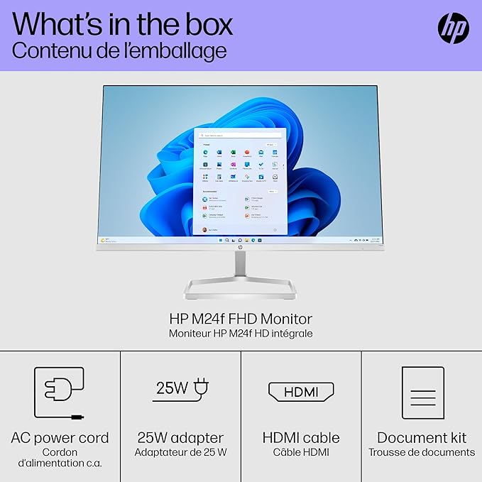 HP Series 5 524sf Monitor 94C17AA#ABA (Replaces M24f) 24 FHD IPS (1920x1080) Display 1x HDMI 1x VGA Flicker-Free Ideal for Home &amp Business Black/Silver