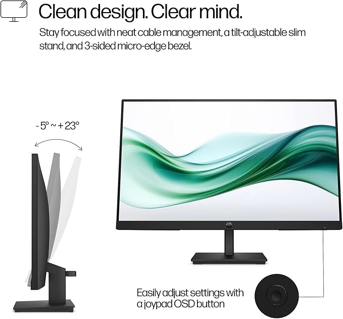 HP 24 Series 3 Pro 24 FHD Computer Monitor (1920x1080) 100Hz Anti-Glare Display HDMI VESA Mount Black with Dockztorm Dock
