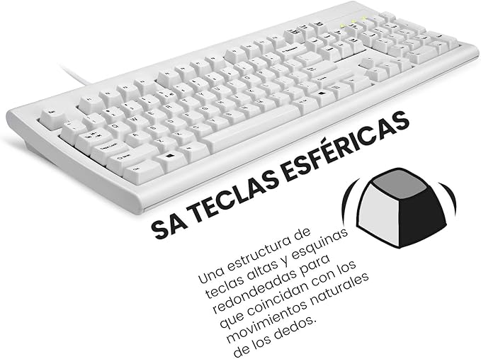 Perixx PERIBOARD-106 USB Keyboard – High Performance – High Curved Keys – Full-Size with Numeric Keyboard – Black – QWERTY Spanish