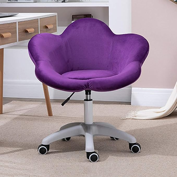 Gaming Chair Purple Home Office Chair Velvet Upholstered Cute Desk Chair with Backrest Max Weight Capacity 150kg