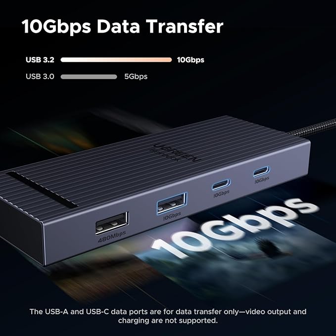 UGREEN Revodok Pro USB C Hub for Laptop 8 in 1 MacBook Docking Station 4K 60Hz HDMI 100W PD Charging USB-C &amp USB-A 10Gbps Data Ports SD/TF Card Reader for MacBook Pro/Air iPad Pro XPS Thinkp