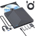 External DVD CD Drive USB 3.0 and Type-C External CD/DVD Drive DVD Burner with SD/TF Card Burner and 4 USB [7 in 1] External DVD Drive for Windows/Linux//Laptop/Desktops/PC