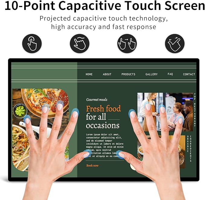 15.6 Digital Signage Displays 10000 mAh Capacitive Touch Screen Advertising Display with HDMI-in All in One LCD Commercial Monitor Player with Android 11(8+128GB)