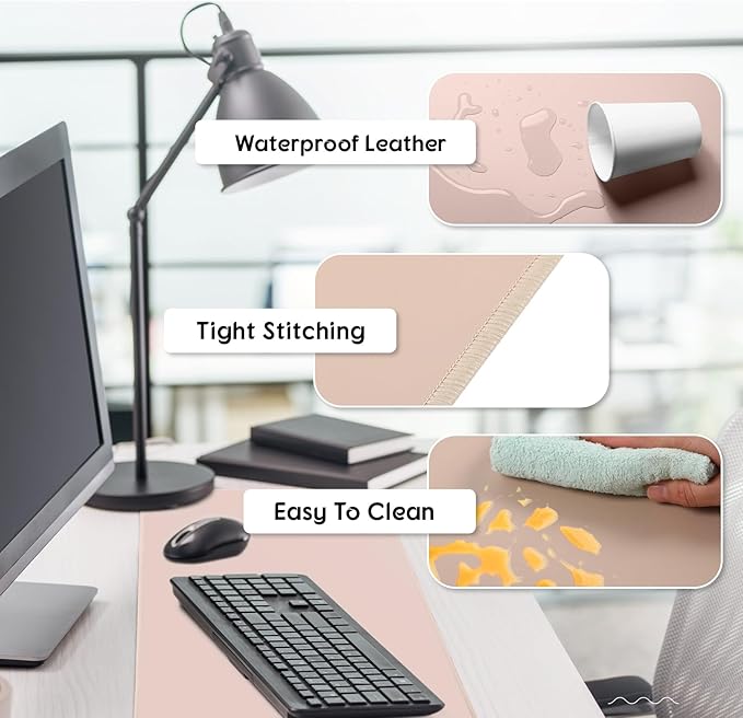 Konohan Heated Desk Pad Warm Mouse Pad 5 Heating Level &amp 4 Hour Auto Shut-Off PU Leather Warm Mouse Mat Heating Keyboard Gaming Mice Warmer Mat Only Supports 110v(Khaki Color23.6x 14.2)