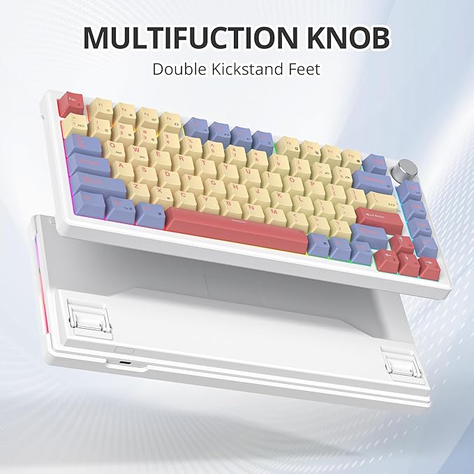75% Wired Mechanical Gaming Keyboard Hot Swappable Gasket Mount White Switch 82 Keys TKL NKRO Creamy for PC Laptop Windows Gamer (Marshmallow)