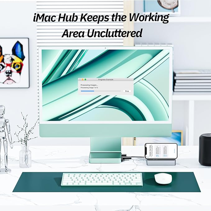 USB C Hub for iMac 24 inch 2021/2023/2024 Minisopuru iMac Hub Support M.2 NVMe SSD iMac Accessories for iMac M1/M3/M4 iMac Adapter with USB A/C 10Gbps SD/TF M.2 SSD (Not Included) Green