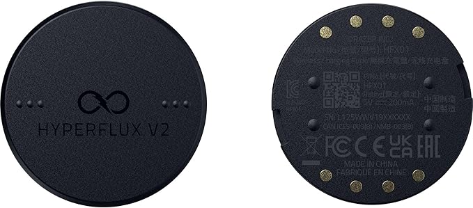 Razer HyperFlux V2 Wireless Charging System: Continuous Charging Gaming Mouse Mat &amp Puck - Seamless Auto-Pairing - HyperSpeed Multi-Device Connectivity - Anti-Slip Rubber Base - Hard Surface Editi