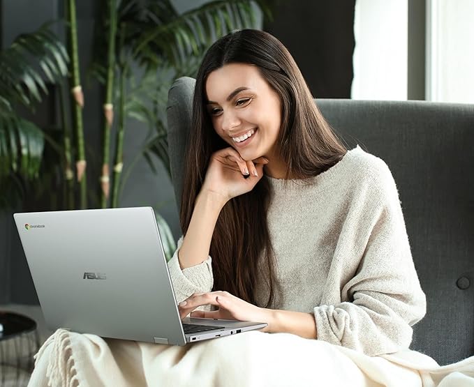 ASUS Chromebook 14 Laptop (14 FHD Anti-Glare Intel Celeron N4500 4GB RAM 128GB Storage (64GB eMMC+ 64GB IST SD Card)) Home &amp Student IST HUB 12-Hour Long Battery Life Webcam Wi-Fi Chrome