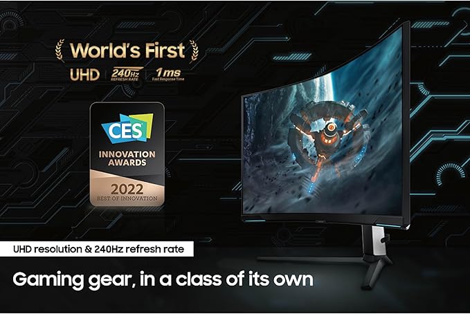 Samsung 32 Odyssey Neo G8 (G85NB) 4K UHD 240Hz 1ms G-Sync 1000R Curved Gaming Monitor Quantum HDR2000 AMD FreeSync Premium Pro Matte Display DisplayPort Black &amp White LS32BG852NNXGO