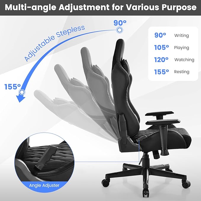 POWERSTONE Gaming Chair with RGB LED Lights Ergonomic Racing Computer Chair Adjustable Video Game Chair High Back Lumbar Support Gamer Chair for Adult Teen
