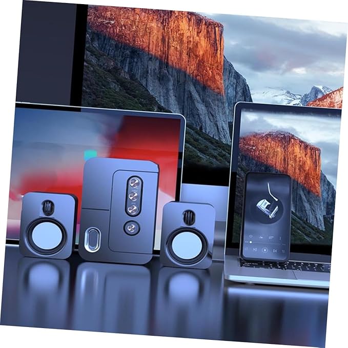 USB Computer Speaker 3D Surround Sound Bass Portable Compact Desktop Laptop Speaker for Home Office with USB Power Black