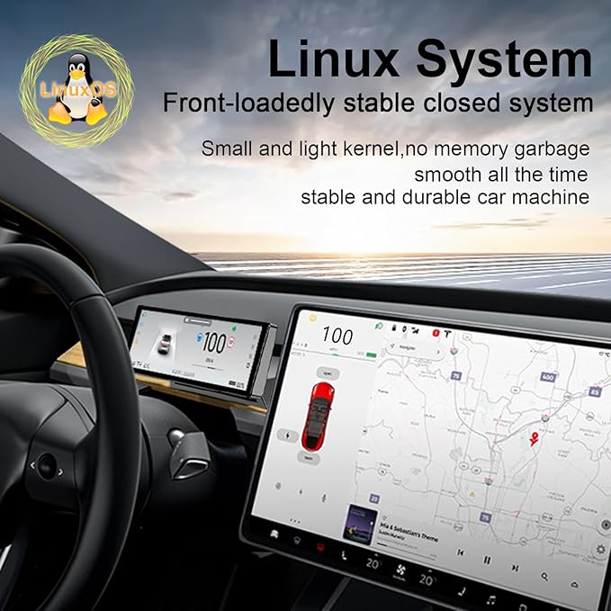 Head Up Display for Tesla Model 3 2017-2023 &amp Model Y 2019-20248.8 Touch Screen Instrument Cluster with CarPlay &amp Android Auto Real-Time Vehicle Info Display