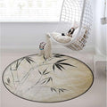 Bamboo Round RugPrint Carpet for Bedroom Living Room Office Home Decor Mat Gradient Bamboo LeavesBrown Cream Black White Diameter 60 in