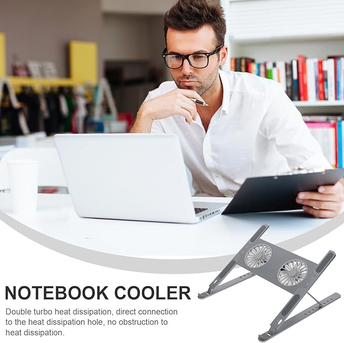 Aluminum Laptop Cooler Stand with USB LED Fan Ventilated Air Circulation and Protection for Gaming and Work and Practical Cooling Pad Holder