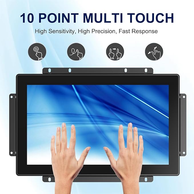 15.6 Inch Capacitive Touch Screen Monitor 1920x1080 Industrial Touch Display Metal Housing HD-MIVGA Input Open Frame Touchscreen Monitor for Industrial Automation Control