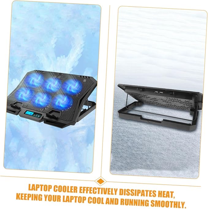 Kisangel Laptop Cooling Pad 15.6 Inch with Adjustable Fan Speed and Blue LED Quiet Wind Cooling Stand for Gaming and Office Laptops USB Powered Cooler