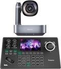 Tenveo 4K PTZ Camera and Controller Bundle/Kits 12X AI Tracking HDMI/USB/LAN(PoE) 4K PTZ Camera with NDI PTZ Controller 5-Inch LCD 4D Joystick for Church Live Streaming Conference