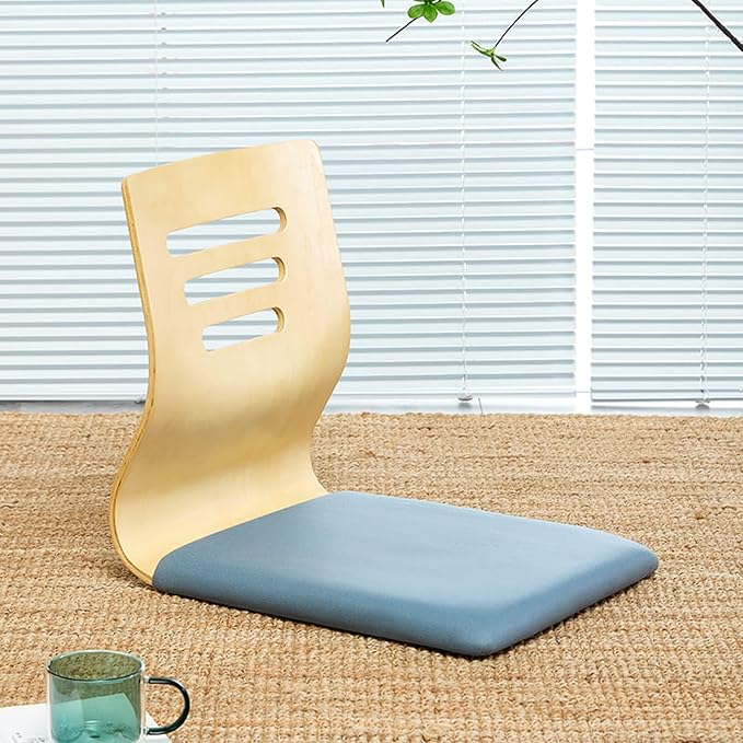 BTZHY Floor Chair Portable Tatami Chair with Back Support Meditation Floor Chair Portable Japanese Legless Chair Wooden Lazy Sofa Bay Window Balcony Living Room Chair Floor Seat 37 x