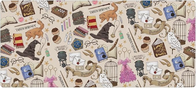Head Case Designs Officially Licensed Harry Potter Hogwarts Pattern Graphics 37.4 x 15.75 x 0.16 inches (900 x 400 mm) - XL Gaming Office Desk PC Keyboard Mouse Mat Pad