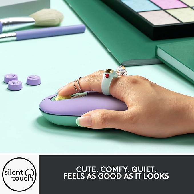Logitech POP Mouse Wireless Mouse with Customizable Emojis SilentTouch Technology Precision/Speed Scroll Compact Design Bluetooth Multi-Device OS Compatible - Daydream Mint