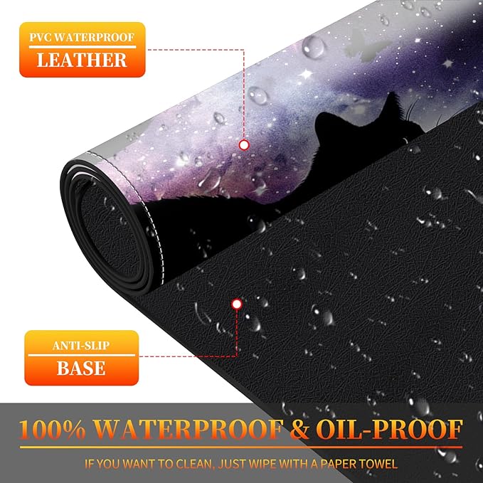 Heated Mouse Pad with 3 Heating Modes &amp 3 Hours Auto Shut31.5x 13 Fast Heating Desk MatPU Leather Office Desk MatAstral Cat