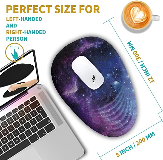 Hokafenle Ergonomic Mouse Pad Wrist Support with Stepped-Wedge Design Wrist Rest Pain Relief Mousepad Filled with Memory Foam Carpal Tunnel Mousepad for Wireless Mouse(12x8 inch Galaxy)