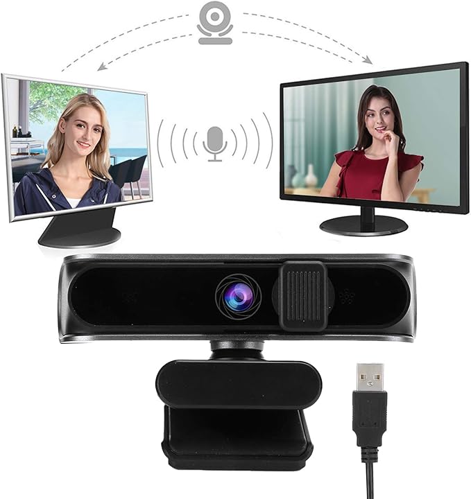 5MP 1080P Webcam with 80° Wide Angle Lens CMOS Sensor and Auto Low Light Correction for Online Teaching Business Meetings and Live Streaming on Multiple Platforms
