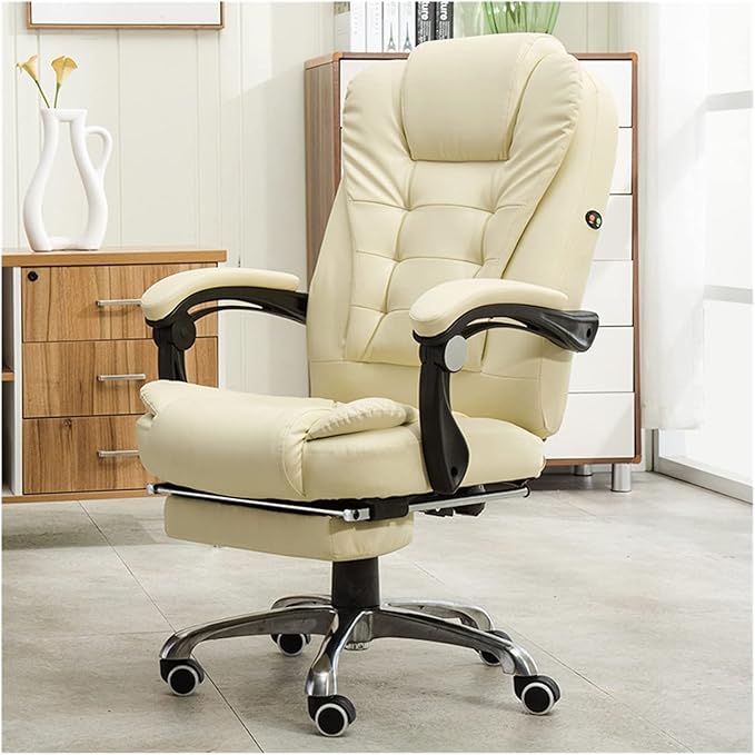 Adjustable Office Computer Chair with Armrest Computer Chair Home Office Internet Cafes Gamer Armchair Furniture(Off White)