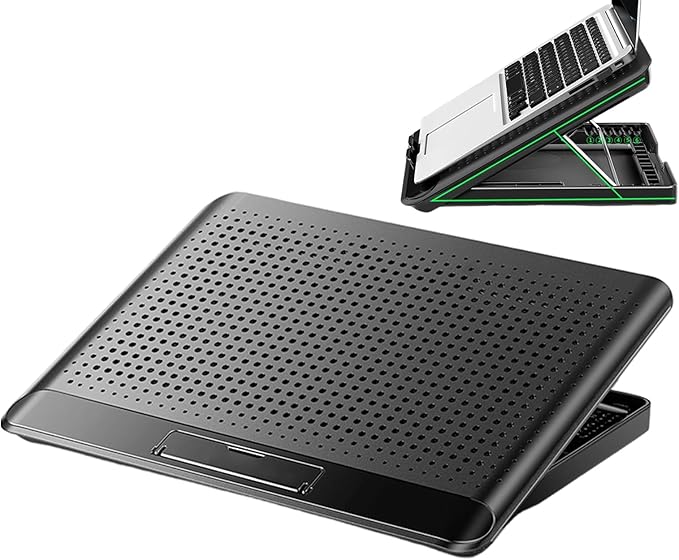 Fan Cooling Pad - Computer Cooler Supports Adjustable Cooler Riser Base | Aluminium Alloy Quiet Laptop Fan for Keyboard Phone Tablet Book Desk Home Workplace Dorm Outdoor Indoor Use