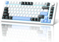 MageGee 75% Mechanical Gaming Keyboard Compact Blue Backlit Wired Gaming Keyboards with Brown Switches EVA Foam Knob Control STAR75 Portable NKRO PC Gaming Keyboard - White &amp Blue