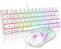 RedThunder 60% Mini Gaming Keyboard and Mouse Combo Lightweight Ultra-Compact 61 Keys RGB Backlit7200 DPI Honeycomb Optical Mouse Wired Gaming Set for PC MAC PS5 Xbox Gamer(White)