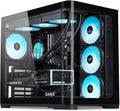SAMA V60 Mid Tower PC Case Curved Tempered Glass Panel 7×120mm ARGB PWM Fans with Fan Hub USB Type-C High Airflow ATX PC Case for Case PC Gaming Back-Connect Ready 360mm AIO Support – Black