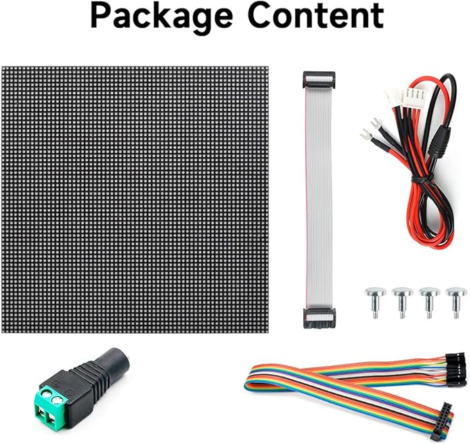 RGB Full-Color LED Matrix Panel 64×64 Pixels 2.5mm Pitch 4096 Individual RGB LEDs Adjustable Brightness Support Raspberry Pi/Raspberry Pi Pico/ESP32/Ardu Display Text Colorful Image/Animation
