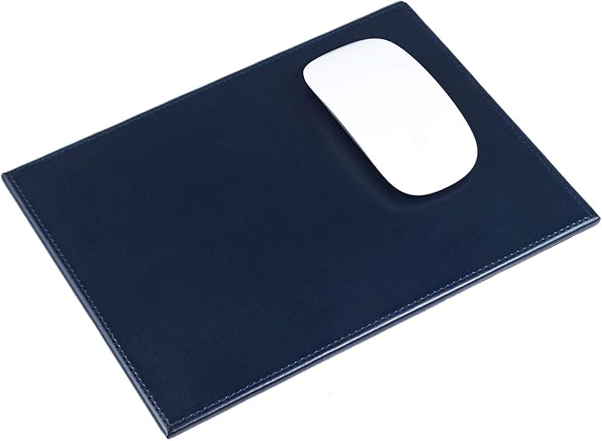 Navy Blue Bonded Rectangular Leather Mouse Pad