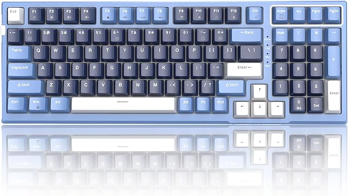 MageGee SKY98 Mechanical Gaming Keyboard 96% Gasket Hot Swappable Wired Custom Creamy Keyboard with 5-Layer Sound Dampening RGB Backlit NKRO for Win/Mac (Prussian Blue Blue Whale Switch)