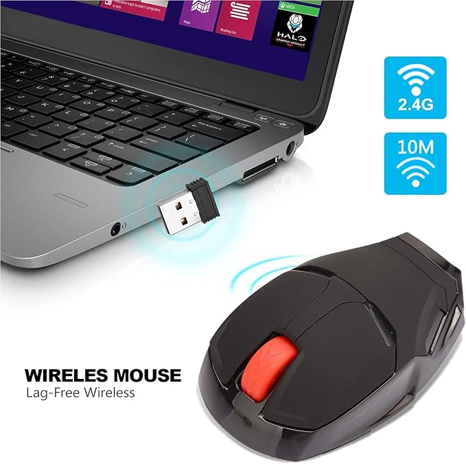 Cool Mouse for Laptop Gaming Mouse Wireless 2.4 G Portable Ergonomic Optical Mouse Mouse with USB Receiver for Notebook PC Laptop MacBook | 3 Adjustment Levels