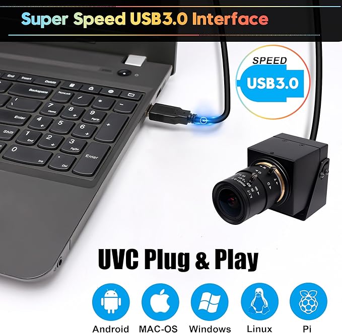 SVPRO 4K 60fps USB Camera with 2.8-12mm Manual Zoom Lens HDMI/USB3.0 Dual Output H.264/MJPEG 4X Optical Zoom Webcam for PC Mac Raspberry Pi Live Streaming Video Conferencing TV Monitor