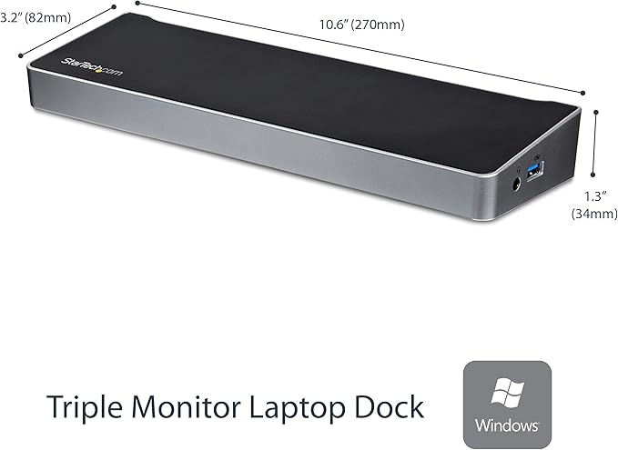 StarTech.com Triple Monitor USB 3.0 Docking Station 2x 4K DisplayPort &amp HDMI USB Type A Universal Laptop Dock Windows/Mac TAA